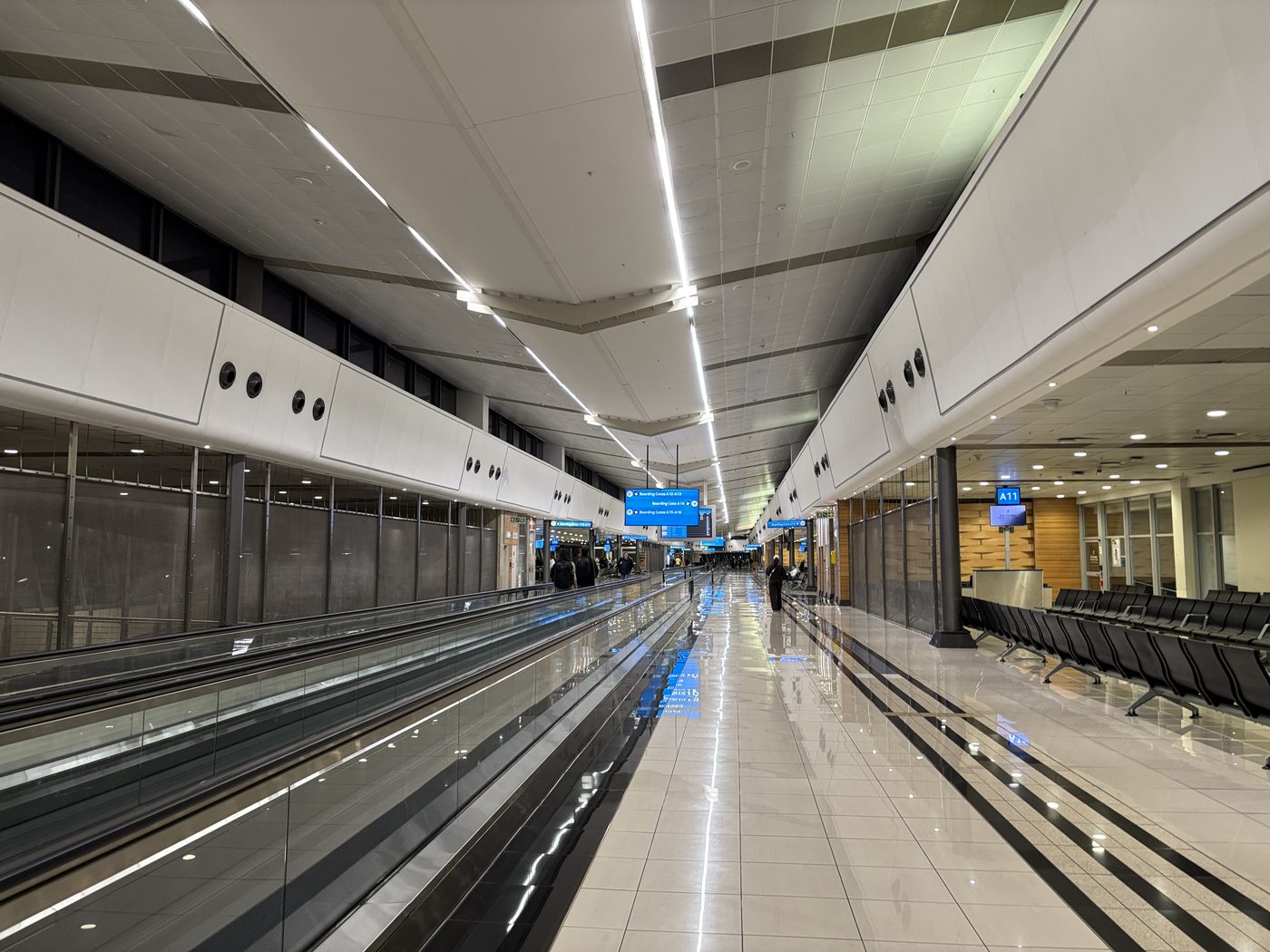 Concourse at OR Tambo International Airport, eleven kilometres from Phela